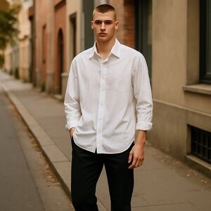 Sz XXXL Boss Hugo Boss White Striped Dress Shirt $138 MSRP